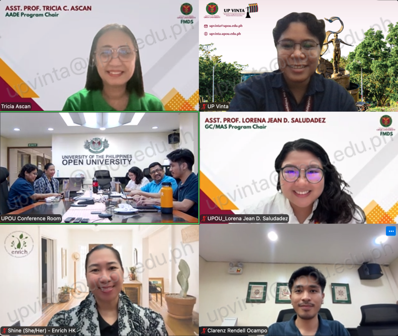UPOU and Enrich Hong Kong during the hybrid exploratory meeting to identify ways forward for the financial literacy initiatives for OFWs.